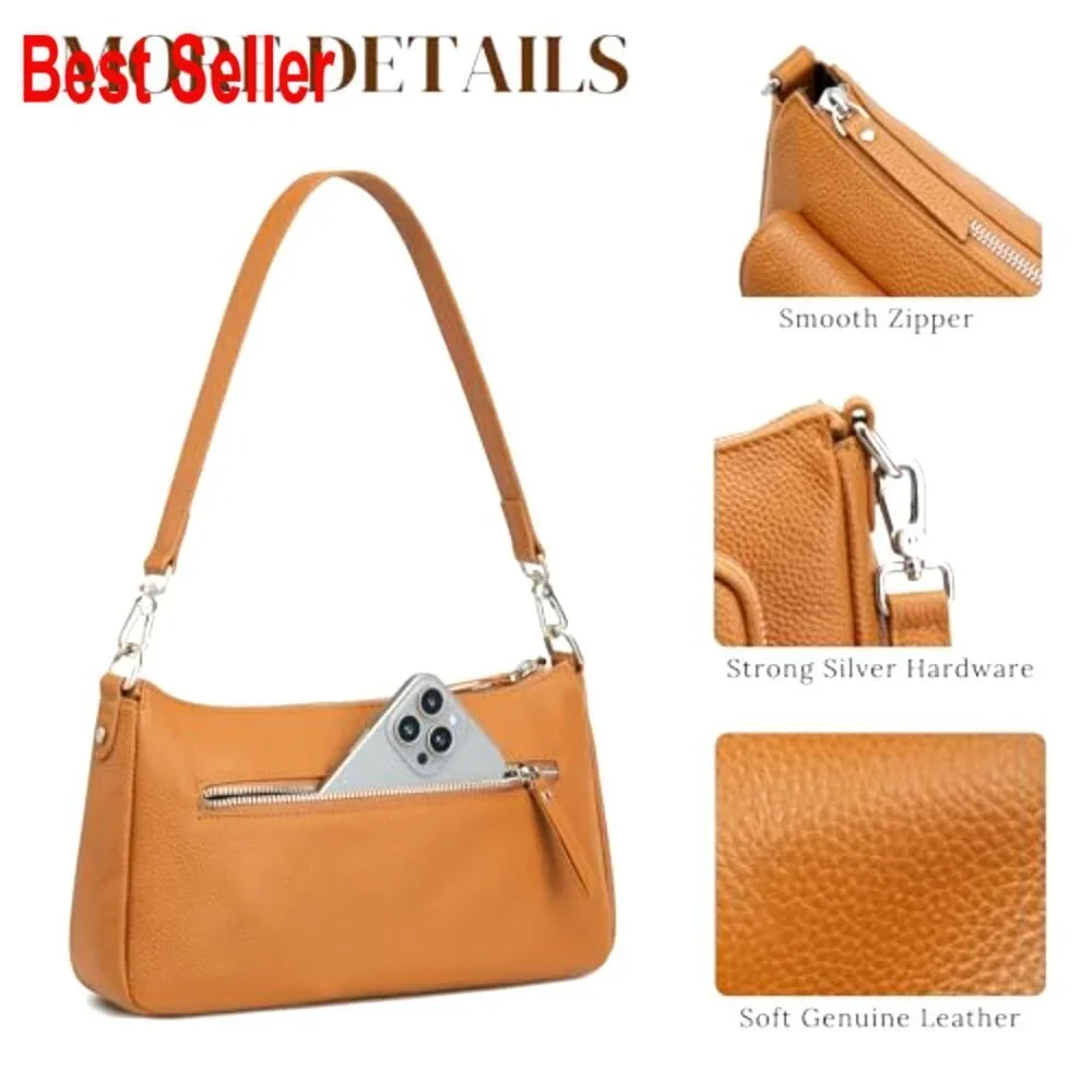 Pebbled Cowhide Leather Hobo Bag with Removable Straps